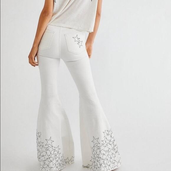 Free People x Zandra Rhodes Just Float On Flare Jeans size 30 - Picture 3 of 11